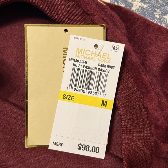 Michael Kors Dark Ruby Cold Shoulder Velour Long Sleeve Blouse /Top, Size Medium - Picture 16 of 17